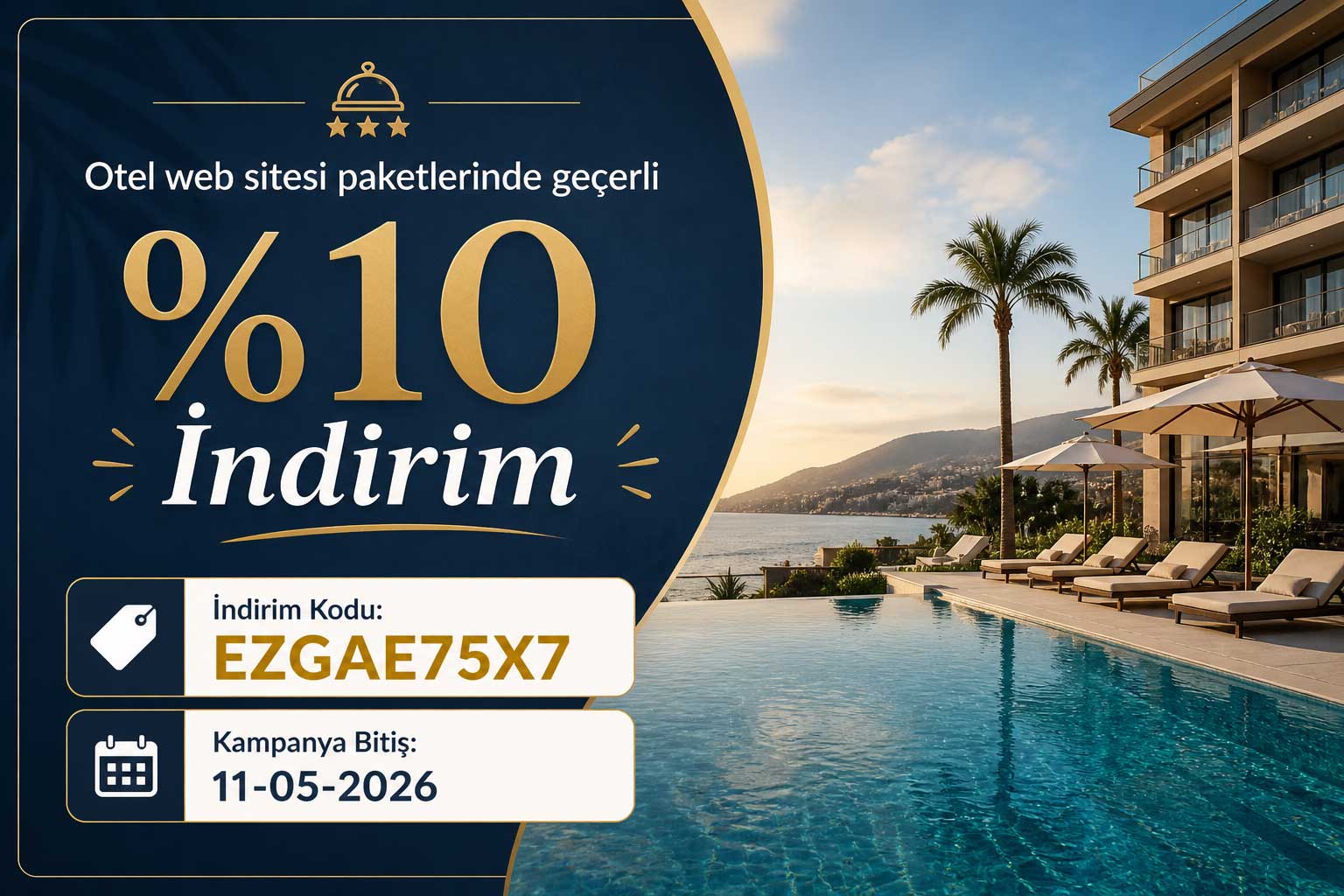 Otel Web Sitesi Paketlerinde Geçerli %10 İndirim.