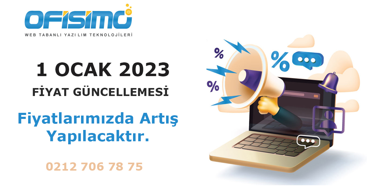 01 OCAK 2023 - Fiyat Güncelleme Duyurusu